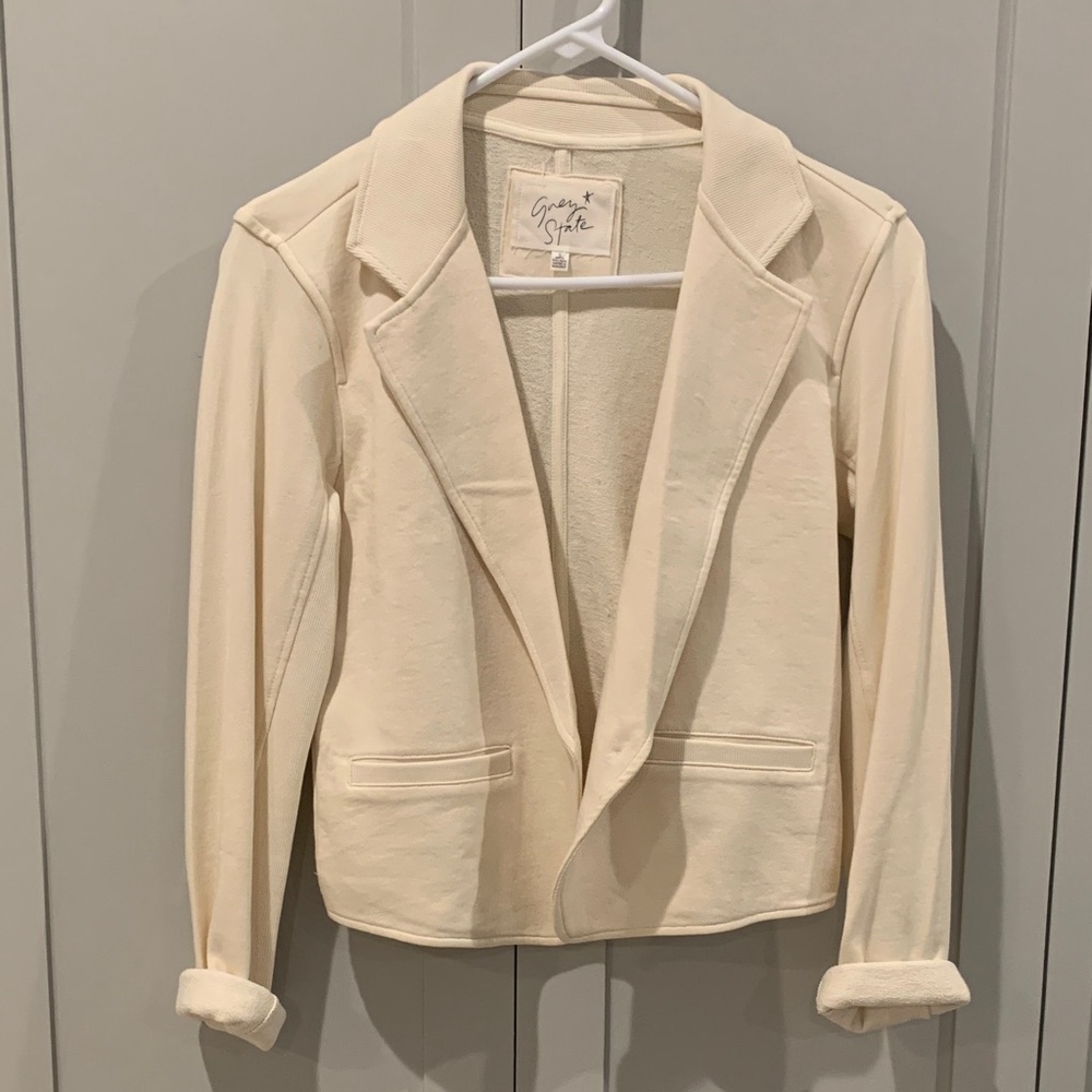 Grey State Cream Notch-Lapel Blazer Jacket NWOT